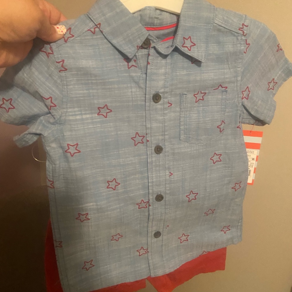 Toddler Boys 3T Americana Shirt and Shorts Matching Set NWT